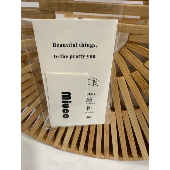 Miuco Bamboo Ark Bag Half Moon Purse Boho Coastal Cottagecore Beach New - Picture 3 of 10